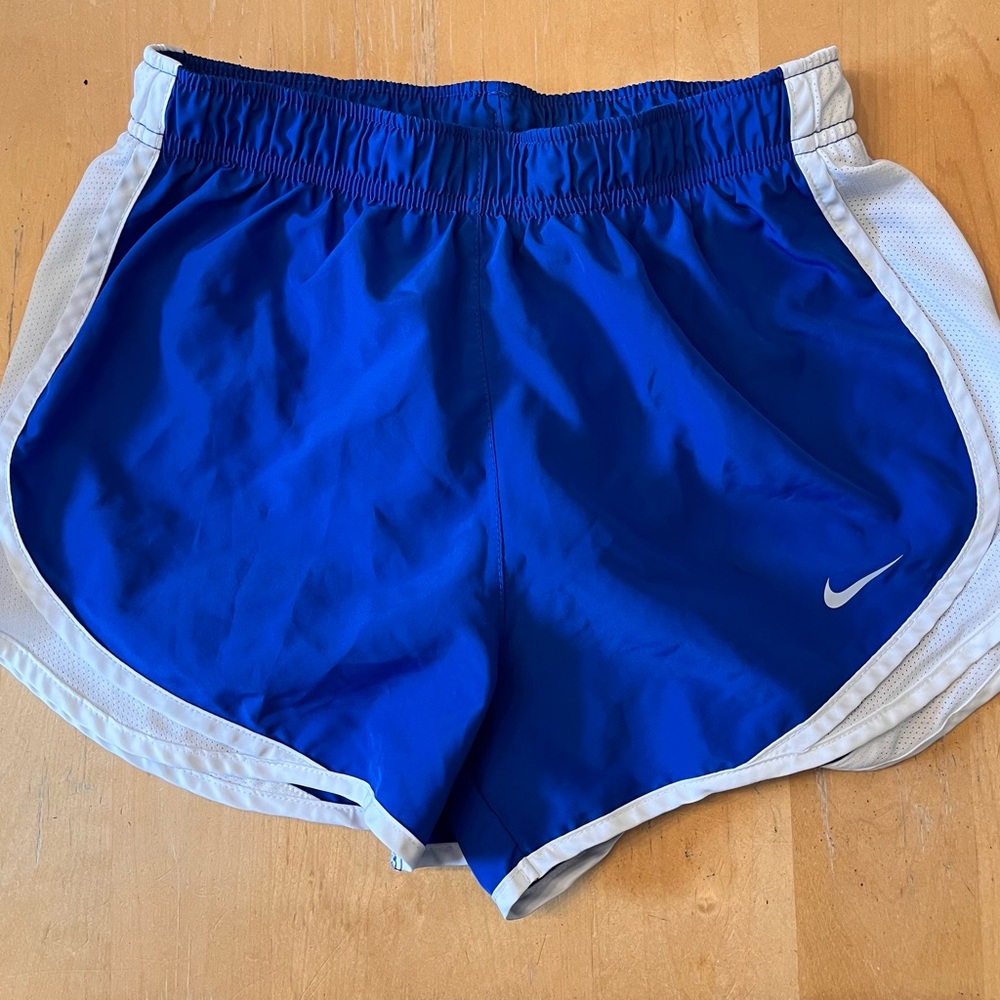 Nike Women’s Sz Small Blue White Dry Fit Running Athletic Shorts Lined Panty.